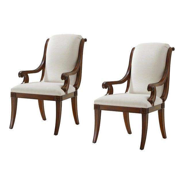 Upholstered French Style Armchairs- Set of 2 For Sale