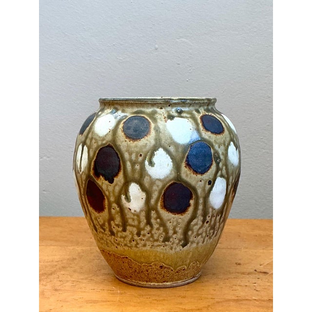 Vintage Handcrafted Polka Dot Ceramic Vase For Sale - Image 13 of 13