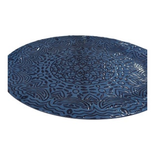 Decorative Blue Plastic Plate With Intricate Pattern For Sale