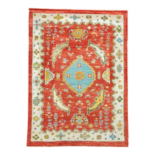 Turkish Oushak Rug 4'9" x 6'6" #19529 For Sale