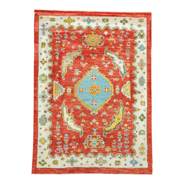 Turkish Oushak Rug 4'9" x 6'6" #19529 For Sale