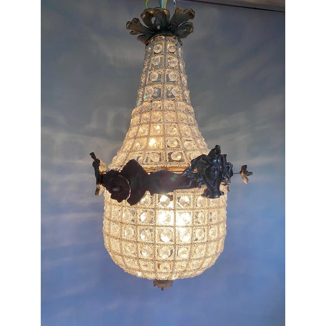 1960s French Louis XVI Charcoal Bronze Chandelier For Sale - Image 11 of 17