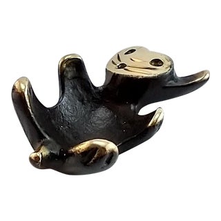 Mid-Century Brass Cat Candle Holder For Sale