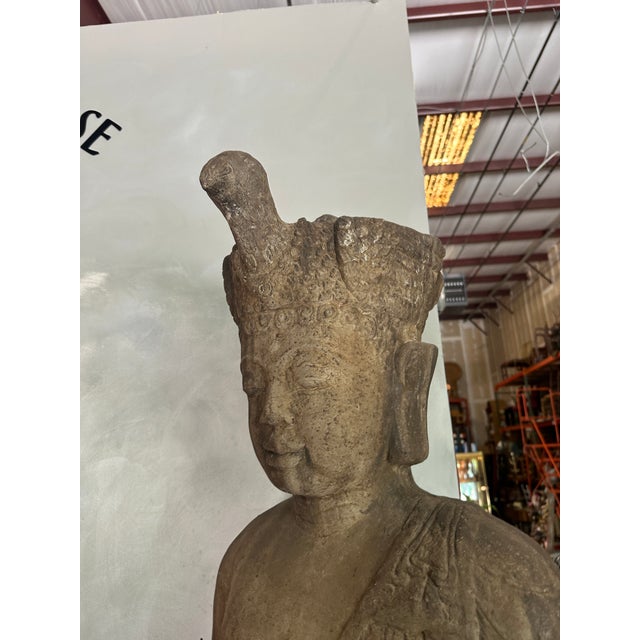 Gray Vintage Oversized Standing Buddha Statue For Sale - Image 8 of 10