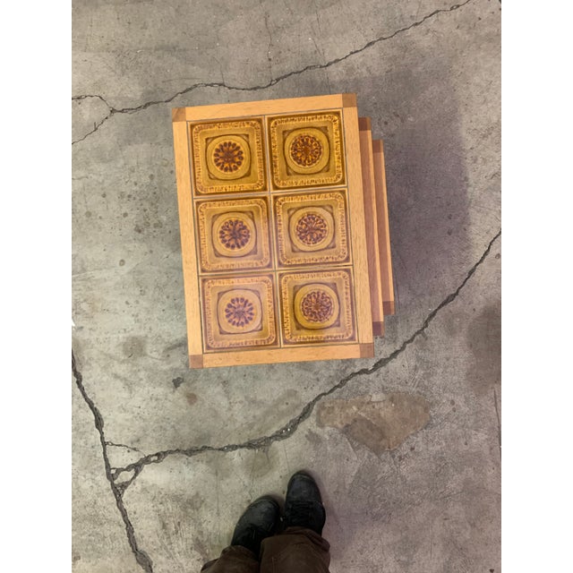 Danish Modern Teak Tile Top Nesting Tables by Willy Ryomgard Mobelfabriken For Sale - Image 10 of 12