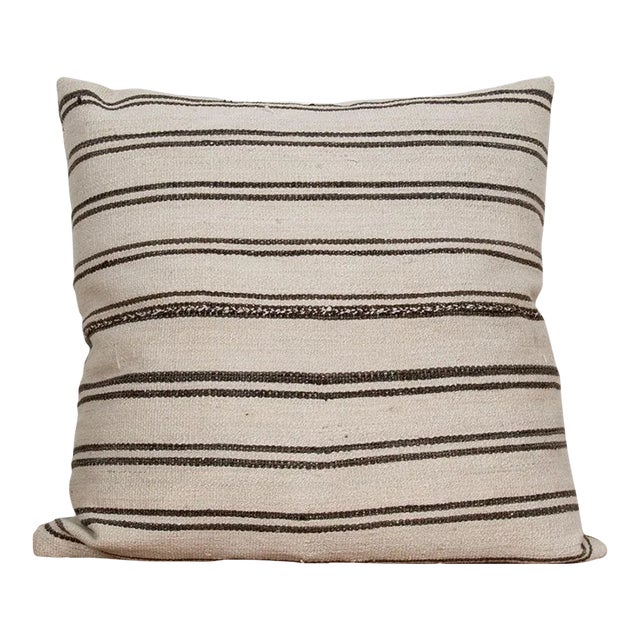 Striped Pillow Made from Vintage Kilim For Sale