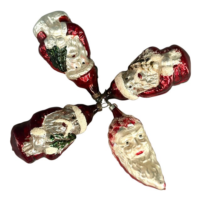 1920's Set of 4 Sant Nicholas Glass Ornaments For Sale