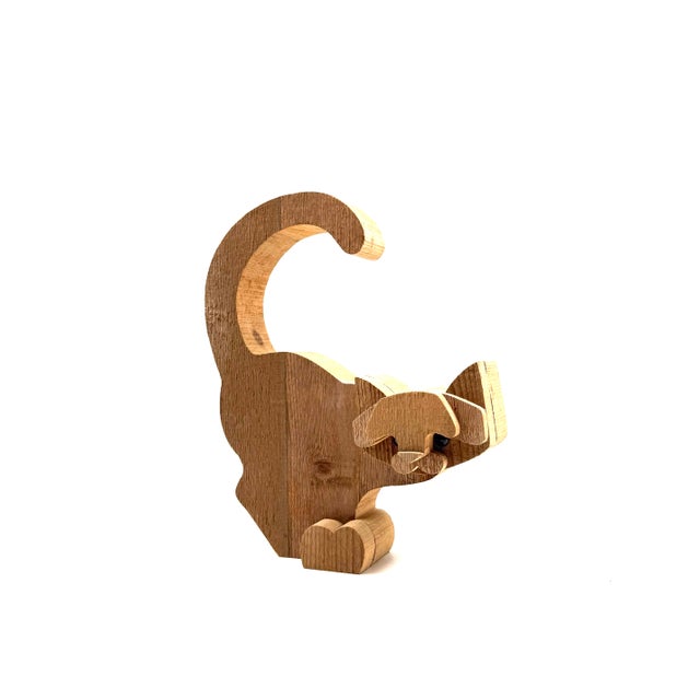 Bottega Michelangeli, Cat Wood Sculpture, Orvieto Italy 1970s For Sale - Image 4 of 11