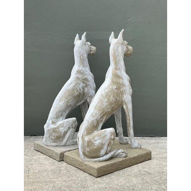 Vintage Eco Plaster Great Dane Sculptures - Pair For Sale - Image 10 of 17