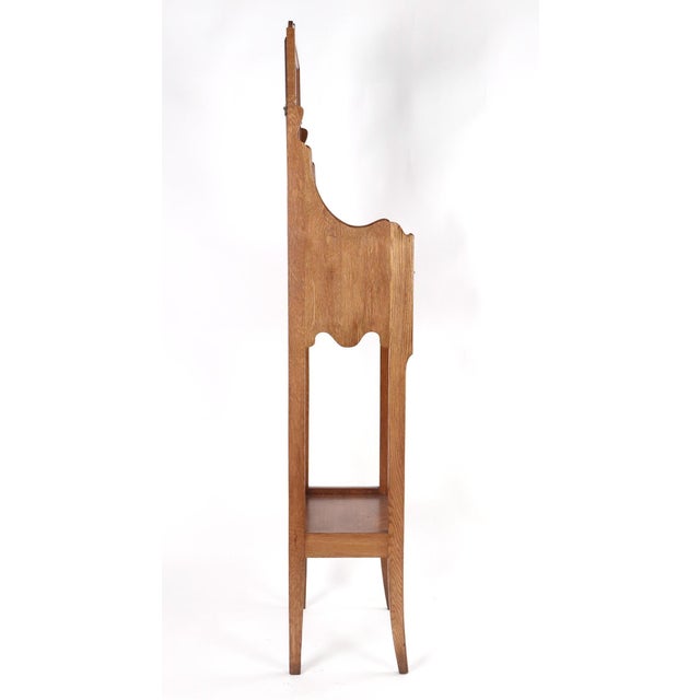 Brown Antique Oak Shaving Stand With Beveled Mirror For Sale - Image 8 of 9