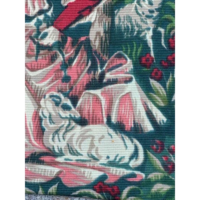 Vintage French Aubusson Screen Printed Tapestry with Medieval Design, 1960s For Sale - Image 6 of 18