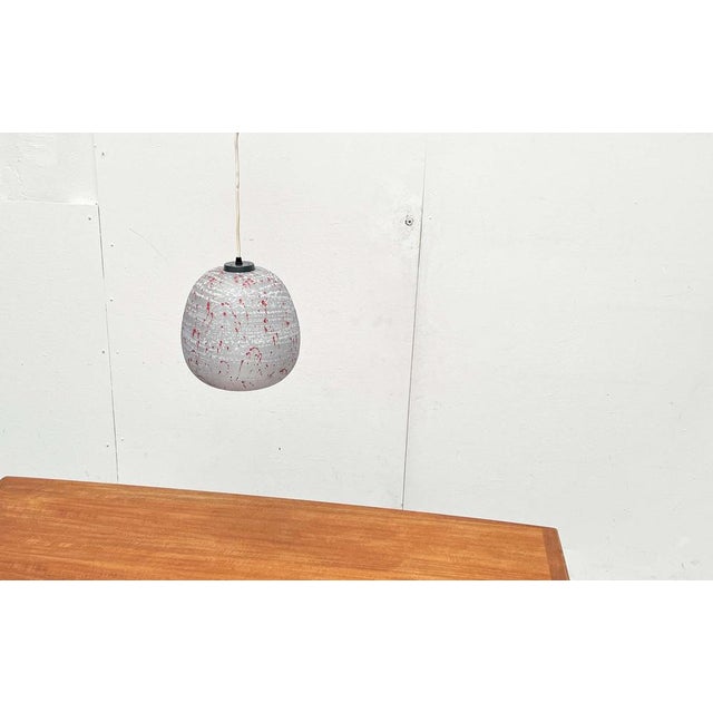 Mid-Century Modern German Space Age Glass Pendant Lamp with Red Paint Splashes, 1960s For Sale - Image 13 of 18