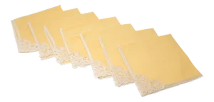 Yellow Linen and Lace Napkins - Set of 7
