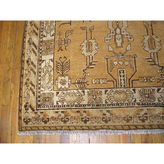 1900s Tan Camel Medallion Antique Khotan East Turkestan Rug 4'4" X 8'9" Handknotted Wool Carpet For Sale - Image 4 of 4