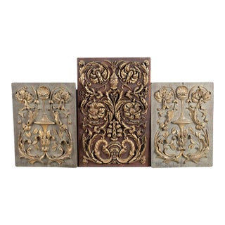 Set of Three 19th Century Carved Panels, St. Peter's Rome Provenance, Renaissance Revival For Sale