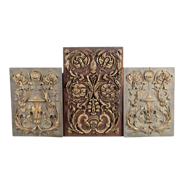 Set of Three 19th Century Carved Panels, St. Peter's Rome Provenance, Renaissance Revival For Sale