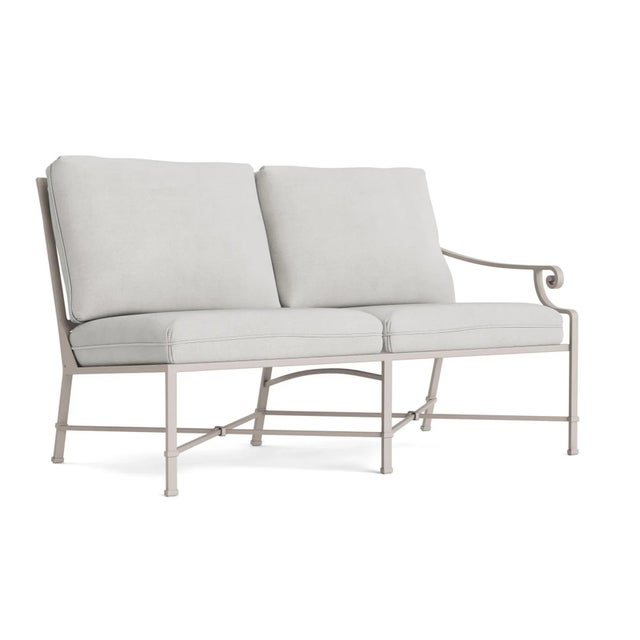 Brown Jordan Venetian Right Arm Loveseat, Dove frame with Fusion Dove fabric For Sale - Image 12 of 12