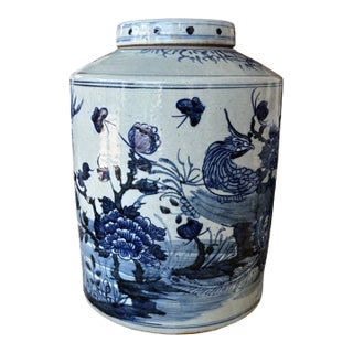 Large Dynasty Tea Jar Landscape Motif For Sale