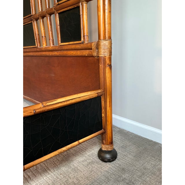 Baker Furniture Company Late 20th Century Milling Road by Baker British Colonial Bamboo Queen Bed Frame For Sale - Image 4 of 12