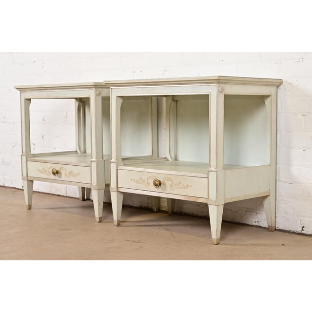 John Widdicomb French Regency Louis XVI Pale Blue Lacquered Nightstands, 1960s For Sale - Image 16 of 16