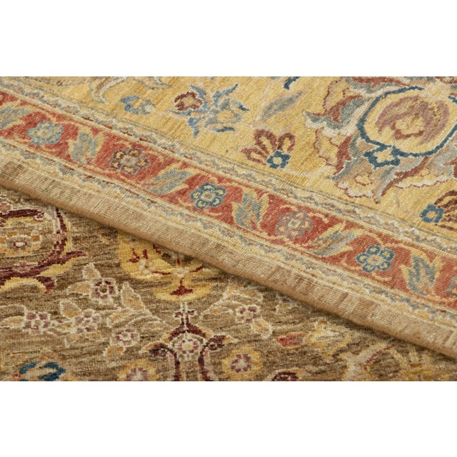 Rug & Kilim’s Agra Style Oriental Rug in Brown and Gold With Floral Patterns For Sale In New York - Image 6 of 7