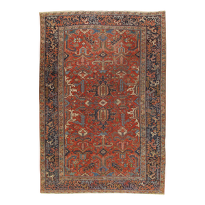 Vintage Shabby Chic Red Heriz Area Rug 7'4 X 10'8