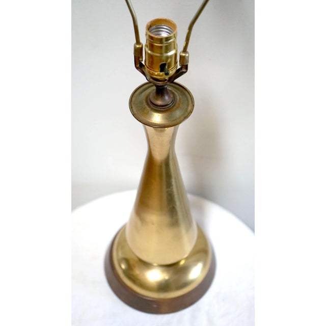 1950s 1950s Danish Style Mid Century Modern Brass Table Lamp With Walnut Base For Sale - Image 5 of 8