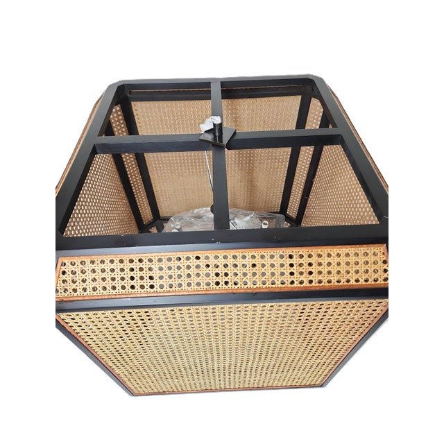 Mid-Century Modern Hudson Valley 27" Georgia Rattan Pendant Lights in Old Bronze Finish – New in Box For Sale - Image 3 of 10