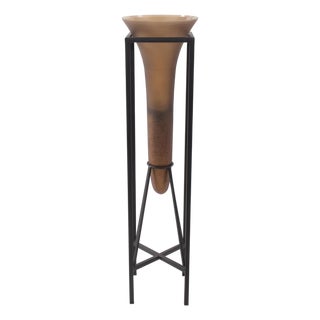 Bronze Euler Drop Vase with Black Iron Stand- Large For Sale