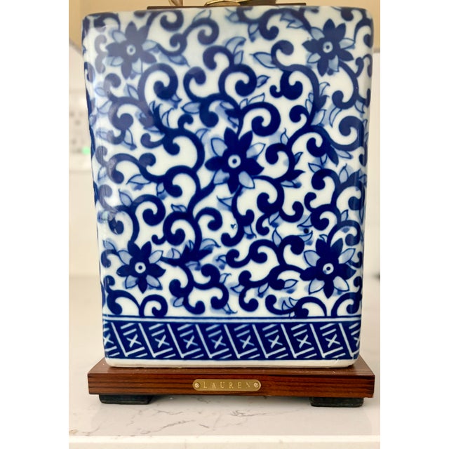 Ceramic Vintage Lauren Ralph Lauren Blue and White Chinoiserie Porcelain Table Lamp For Sale - Image 7 of 9