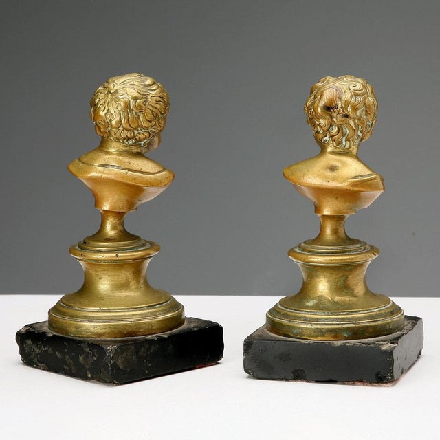 Busts of Children, Bronzes on Marble Bases, Set of 2 For Sale - Image 4 of 7