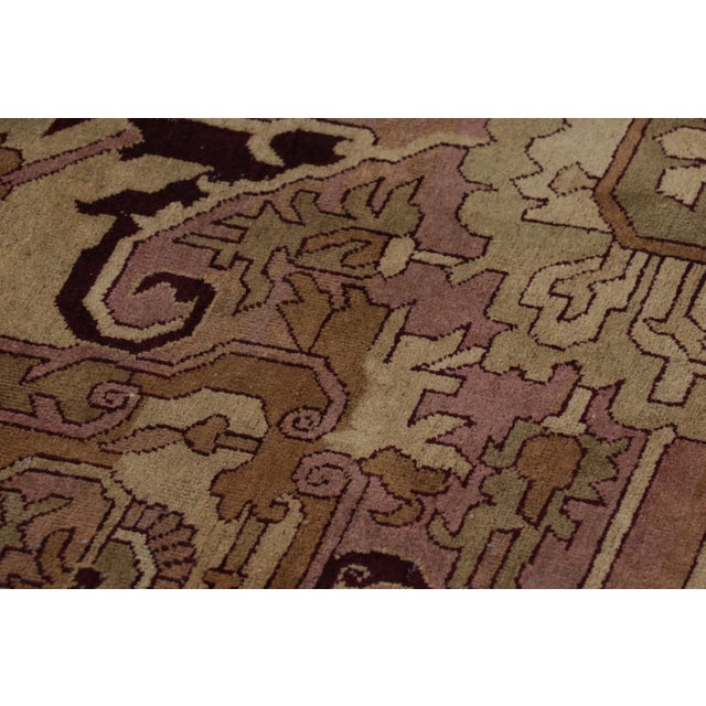 Textile Antique Amritsar Rug in Beige-Brown Tones With Floral Medallion - Rug & Kilim For Sale - Image 7 of 10