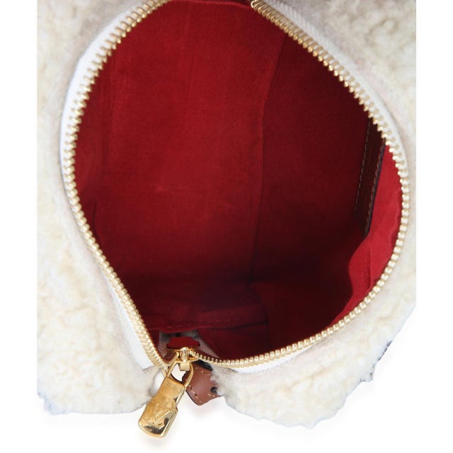 Brown Beige Monogram Teddy Fleece Beach Pouch For Sale - Image 9 of 9