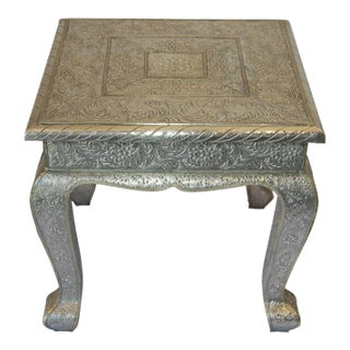 1950s Anglo-Indian Silver Wrapped Clad Side Low Table For Sale