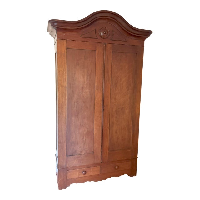 Antique French “Chapeau De Gendarme” Walnut Armoire, C. 1850s – Louis XV Rococo Revival Style For Sale
