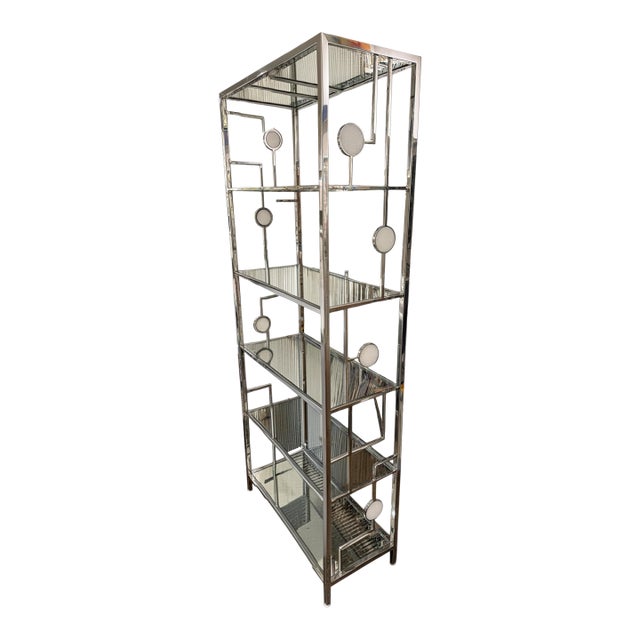 Alba White Onyx & Stainless Steel Etagere For Sale