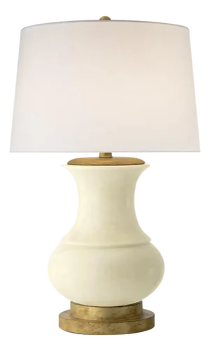 Chapman & Myers by Visual Comfort Signature Deauville Table Lamp in Tea Stain Porcelain with Linen Shade