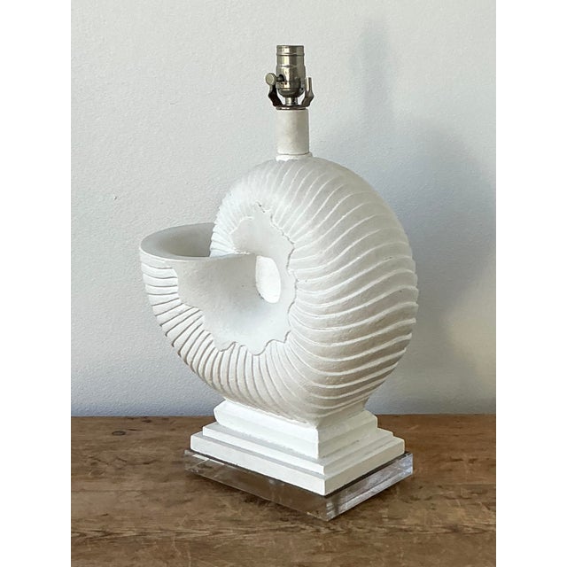 Vintage Boho Plaster Nautilus Shell Lamp For Sale In West Palm - Image 6 of 6