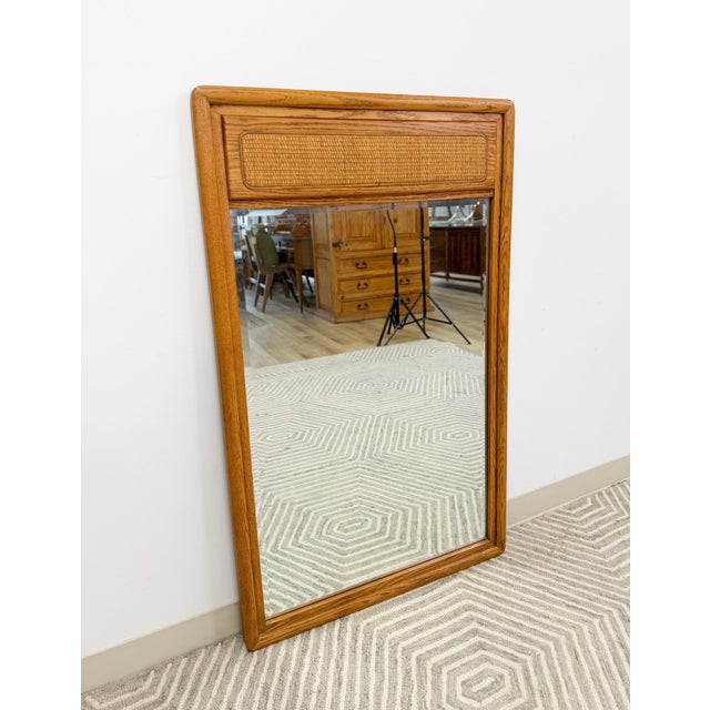 Lane Furniture Lane Perception MCM Cane Mirror Vintage Mid-Century Rare Wall Mirror For Sale - Image 4 of 7