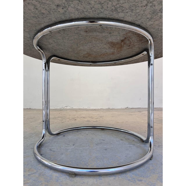 Metal Round Dining Table in Granite and Chrome from Giotto Stoppino, 1970s For Sale - Image 7 of 11