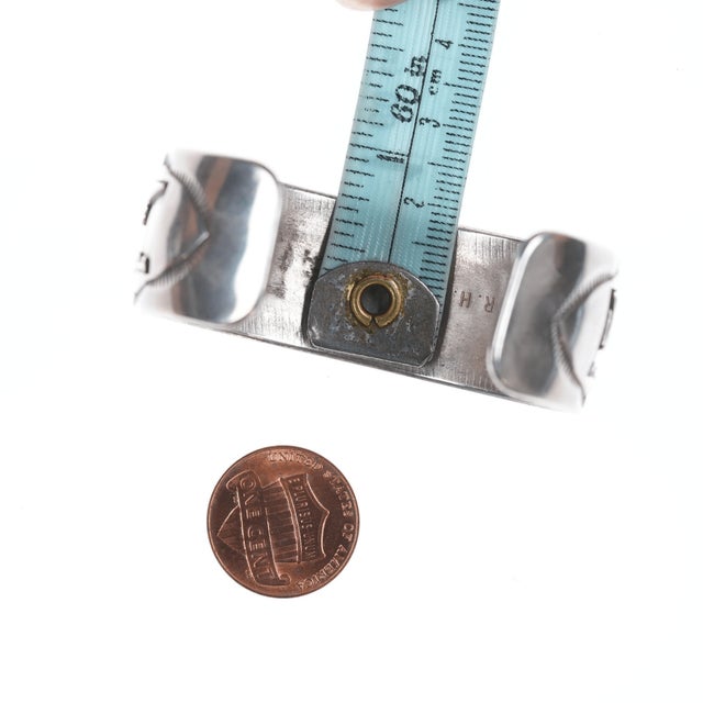 6.75" Roland Begay Sterling Storyteller Overlay cuff bracelet For Sale - Image 10 of 11