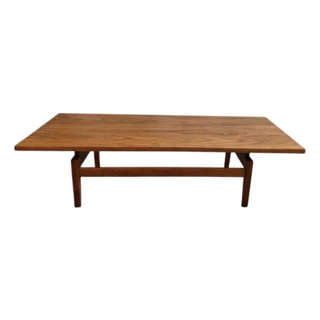 Jens Risom Teak Mid-Century Modern Coffee Table — Sculpted Base, Original Finish, 1950s For Sale