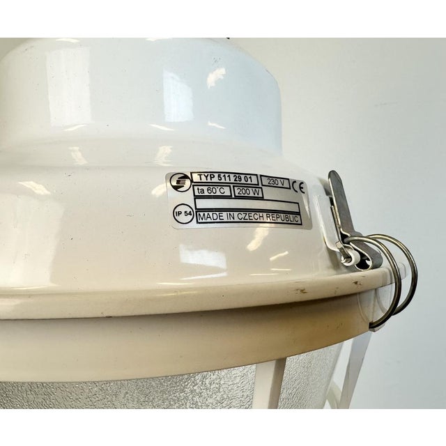 Plastic Industrial White Factory Light with Plastic Grid from Elektrosvit, 1990s For Sale - Image 7 of 17