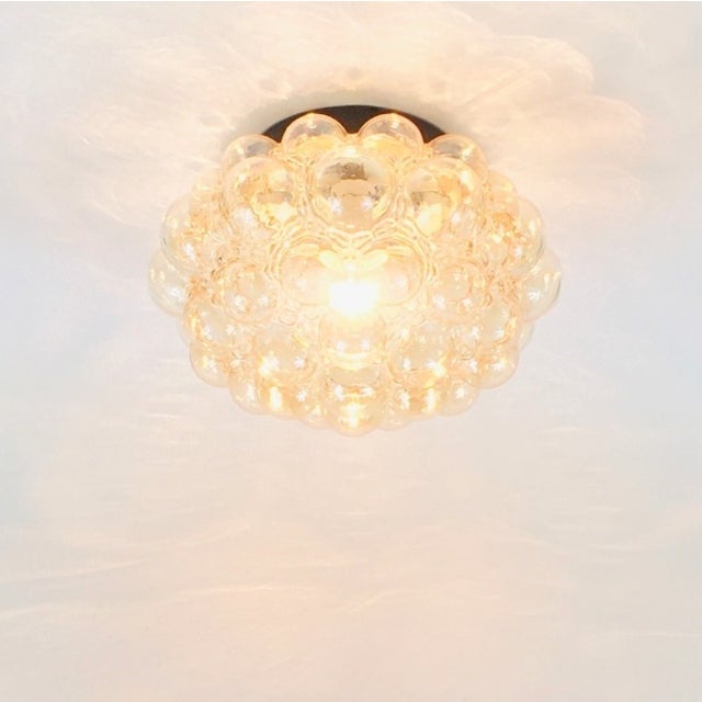 1970s Large Mid-Century Modern Amber Bubble Glass Flush Mount by Helena Tynell for Limburg, Germany For Sale - Image 6 of 11