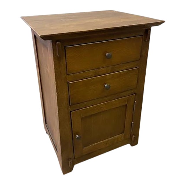 Crafters and Weavers Mission Style Tapered Leg 2 Drawer Nightstand - Walnut For Sale