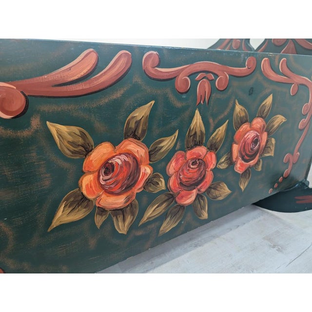 1940s Vintage Hand-Painted Wooden Cradle, 1940s For Sale - Image 5 of 14
