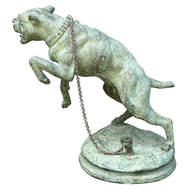 French Vertigris Bronze Garden Sculpture of a Mastiff For Sale - Image 9 of 9