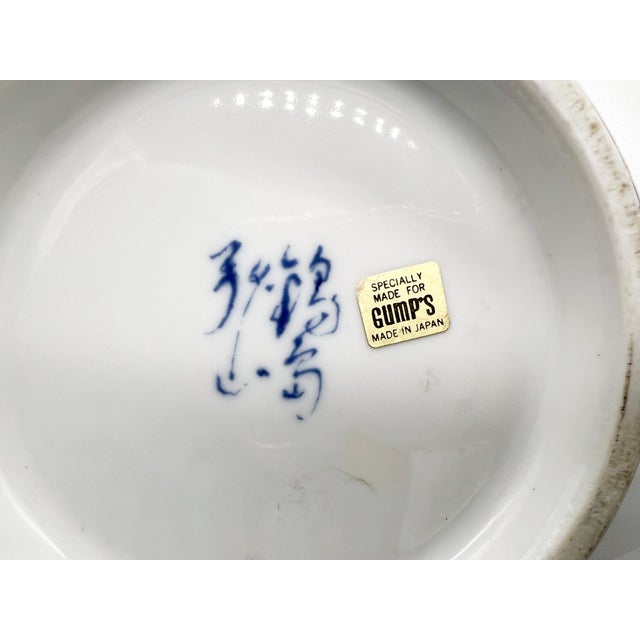 Ceramic Large Vintage Blue & White Japanese Porcelain Geometric Bowl - Chinoiserie, Traditional, Asian, Grandmillennial For Sale - Image 7 of 14