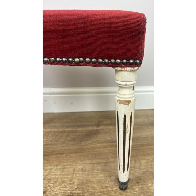Vintage French Upholstered Ottoman For Sale - Image 6 of 9