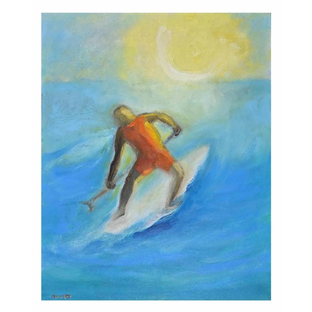 Roberto Cuccaro, The Fisherman, Original Oil on Canvas, 2000s For Sale - Image 4 of 4